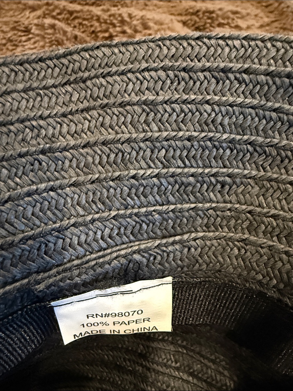 Classic Women's Wide-Brim Straw Hat with Bow - Black - Picture 3 of 3